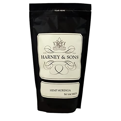 Harney & Sons Hemp Moringa | Deep Sleep Wellness Blend with Hemp, Moringa, Holy Basil & Herbs, 50ct sachet bag