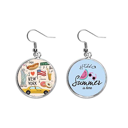 Pendientes de sandía y hot dog de Nueva York estilo casual para verano