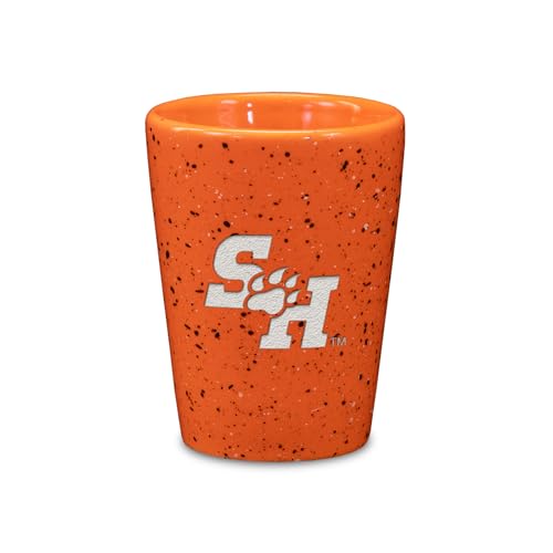 Rico Industries NCAA Sam Houston State Bearkats 2oz Ceramic Shot Glass for Fans, Laser Engraved In Team Color Single Shot Glass