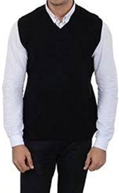 tubination Black -Grey Reversible Sleeveless Sweater for Boys/Men (Size: 38)-picture-35