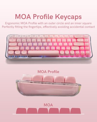 132 Keys PBT Keycaps, Jelly Keycaps Cute Custom Creamy Key caps MOA Profile for 61/68/84/87/98/100 Cherry Gateron MX Mechanical Keyboards, Pink