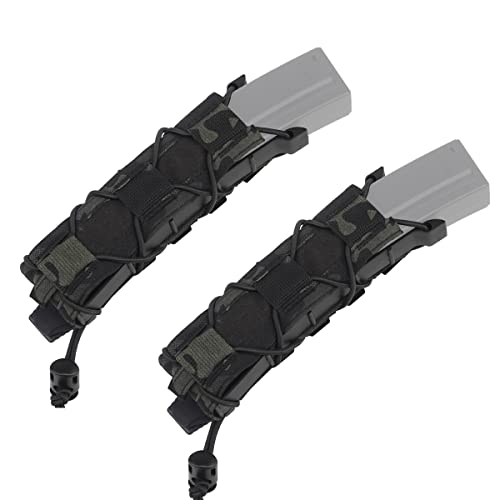 Tactical Open Top 9mm Single Magazine Pouch,SMG PALS Malice Clip MP5 MP7 Mag Pouch Holster Belt Mount (Pack of 2)