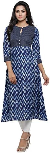 Yash Gallery Womens Cotton Printed Straight Kurta Ethnic Wear