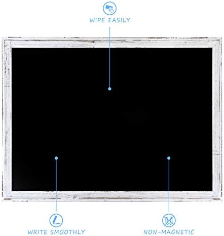 QUEENLINK Chalkboard Wall Mounted Bulletin Chalk Board White Wood Frame Blackboard Rustic Retro for Home, School, Offie (White, 45x60cm)