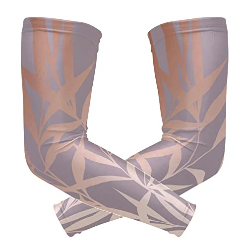 Seamless Shiny Rose Pink Leaves on Pink 1 Pair Cooling Sports Arm Sleeves, Cover Uv Sun Protection Warmer for Sports Men Women Running Golf Cycling Riding Jogging