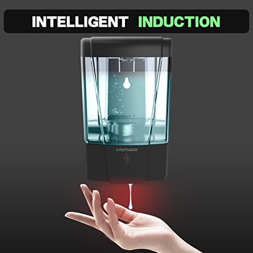 Interhasa! Soap Dispenser, Touchless Hand Sanitizer Dispenser Wall Mount Automatic Kitchen Soap Dispenser For Commercial Home, Office, 600Ml/20Oz Black #TOP3