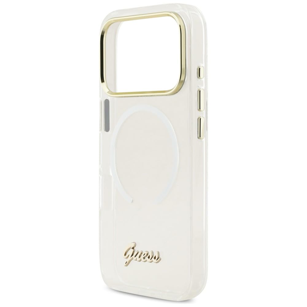 Coque iPhone Air compatible MagSafe Guess dégradé couleur métal blanc