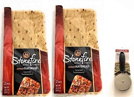 Distribution Nation Stonefire Naan Artisan Flatbreads & Chefstyle Pizza Cutter Bundle