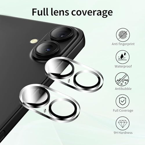 Image of Camera Lens Protector Compatible with iPhone 16 (Pack of 3) | 9H Tempered Glass Camera Lens Guard | Scratch Resistant | HD Clear | Anti-Fingerprint | Easy Installation | Bubble Free