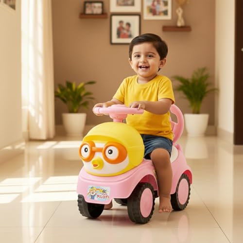 Image of Toy Zone Duck Pilot Baby Ride on Car for Kids, Toddlers Push Ride Baby Kids Car with Backrest, Push Ride on Toy with Music, Under Seat Storage, 2 to 5 Years (Pink)