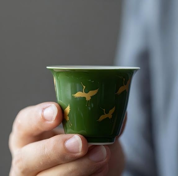 Emerald Crane Tea Cup Ceramic Tea Cup Vintage Tea Cup