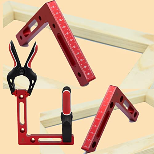 Elroanies 90 Degree Positioning Squares-Right Angle Clamps 4.7X4.7(12X12Cm)-Aluminum Alloy Woodworking Carpenter Corner- Spring Clamps 4" Clamping Square Tool For Picture Frame Box Cabinets Drawers #TOP1