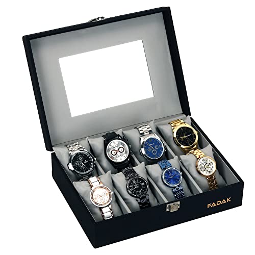 FADAK Watch Case, 8 Slot Watch Box polythene Watch Organizer Case, for Men and Women Birthday Presents Brand
