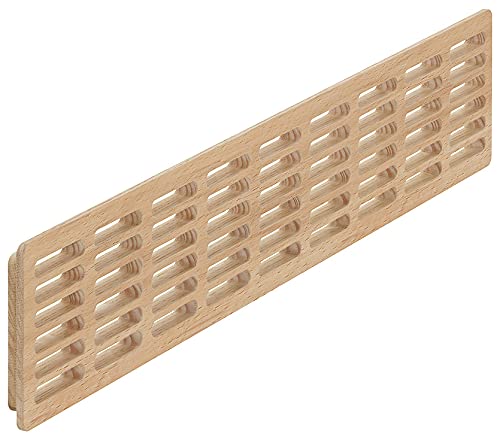 Gedotec Rejilla de ventilación para puerta, de madera maciza de haya, rejilla de ventilación rectangular con borde protector, 550 x 80 mm, ventilación de puerta para entrada, 1 pieza