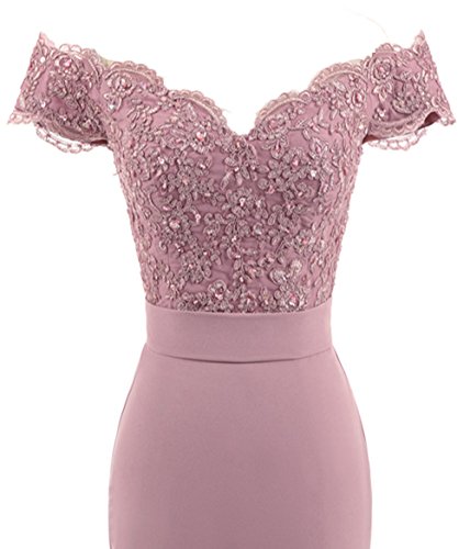 Fitty Lell Women's Sweetheart Mermaid Bridesmaid Dress Off The Shoulder Long Evening Dress(Us4,Pink) #TOP3