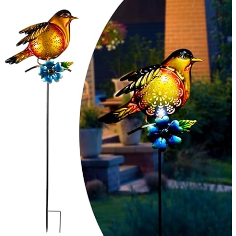 Viterlight Pathway Lights Solar Powered, Hummingbird Solar Lights Outdoor Waterproof Solar Yard Lights, Metal Decorative Garden Stakes for Porch Decor(Yellow) Cover