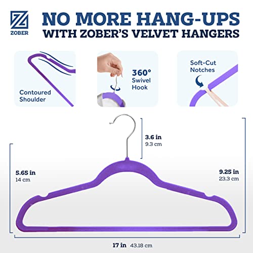 image for Zober Velvet Hangers - Heavy Duty Hangers for Coats, Pants & Dress Clo