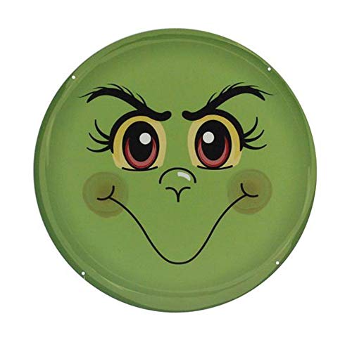 Craig Bachman 12" Metal Face Signs: Green Grinch Monster Face Metal Christmas Wreath Accent Sign MD0352