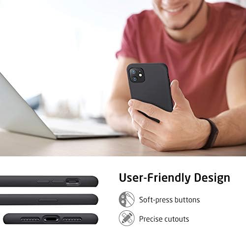 ESR iPhone 11 Case,Non-Slip Matte Finish iPhone 11 Cover with Liquid Silicone Rubber, Screen & Camera Protection, Velvety-Soft Lining, Shock-Absorbing for iPhone 11 6.1-Inch, Black