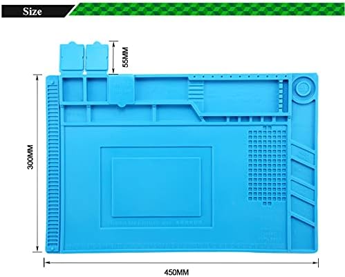 Silicone Repair Mat, 45 x 30cm Heat Insulation Silicone Repair Mat Heat-Resistant Soldering Station Mat for Workbench, Cell Phone Laptop Repair