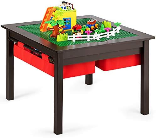 COSTWAY Kids Multi Activity Table with Storage Drawers, Play & Build Tabletop for Construction, Learning, Drawing, Dining and Crafts, Children Boys Girls Gift
