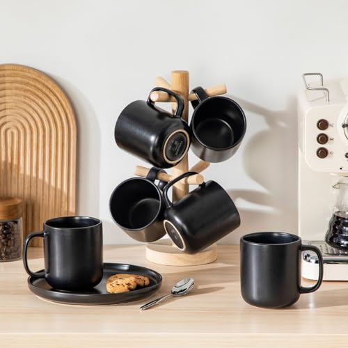 Miniatura 7 de Vancasso Playa - Tazas De Café Y Desayuno Con Asa De Gres - 6 X 480 Ml - Juego De 6 Tazas Para Té, Capuchino, Leche, Avena, Yogur - Apto Lavavajillas Y Microondas - Negro