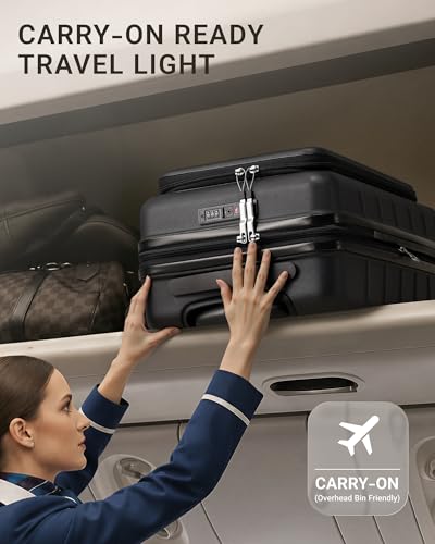 Image of TAKUMI Suitcases with Wheels, Expandable Carry on Luggage, Black, 20 Inch | Airline Approved for Travel, Business Trip, Front Pocket, Impact Resistant Hardshell, 360 Double Spinner Wheels, TSA Lock