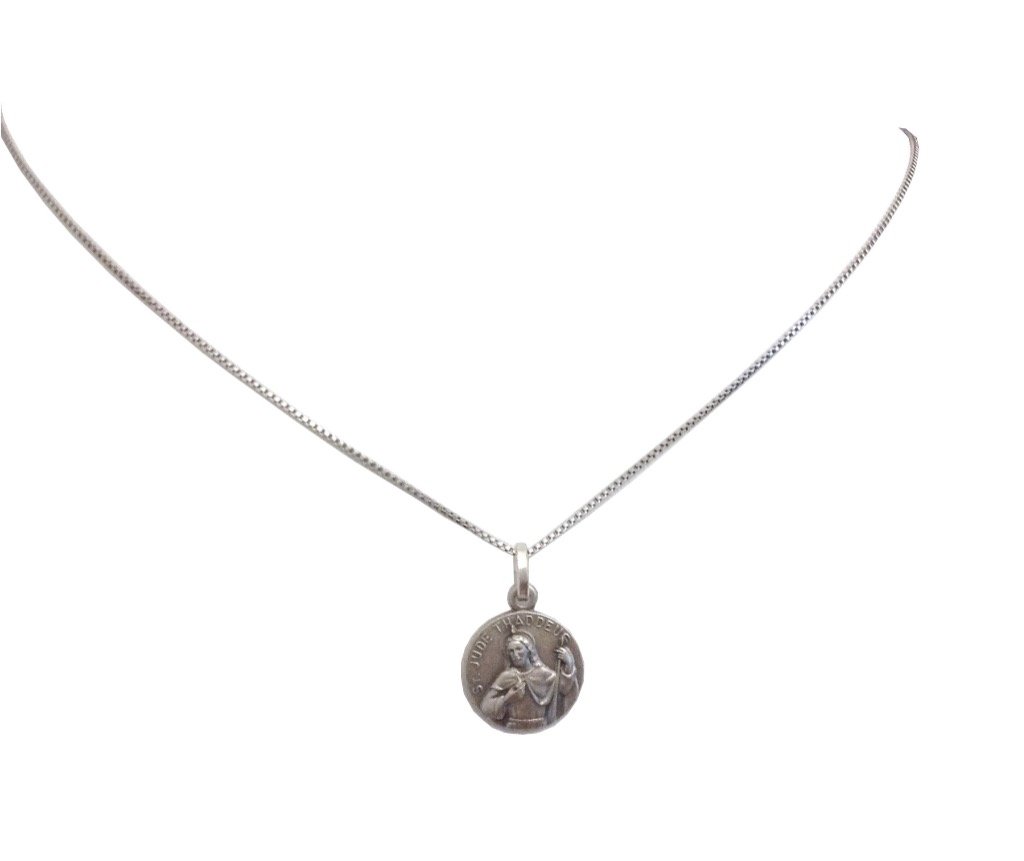 Medaglietta San Giuda Taddeo Apostolo In Argento Massiccio 925 con Catenina In Argento 925