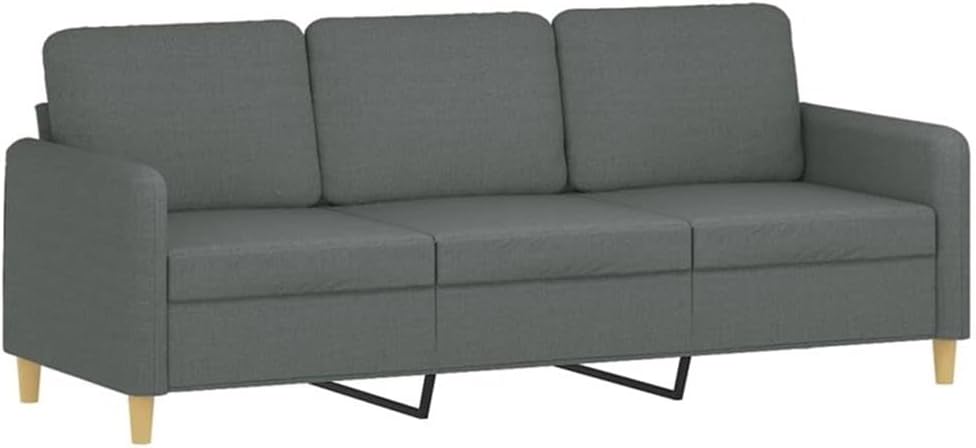 BOWERY HILL Contemporary Metal 3-Seater Sofa, Dark Gray Polyester Fabric, Rectangular Matte Finish, Durable Frame, Comfortable Seating, Removable Cover, Living Room or Office Use, 77.9 in Wide