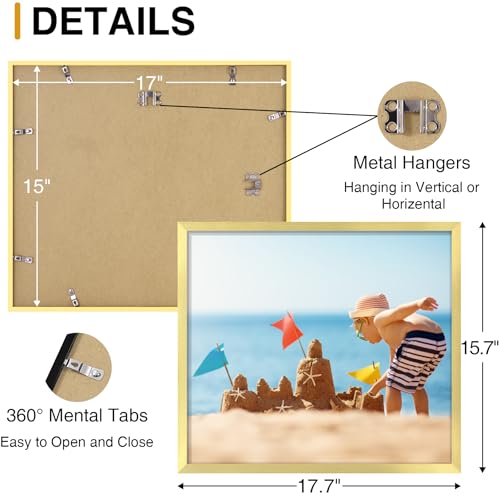 decorUhome 15x17 Picture Frames Collage Wall Decor, Display 7Pcs 4x6 Photos with Mat or 1Pcs 15x17 Unmatted, 7 4x6 Collage Picture Frames for Wall Mounting, Gold