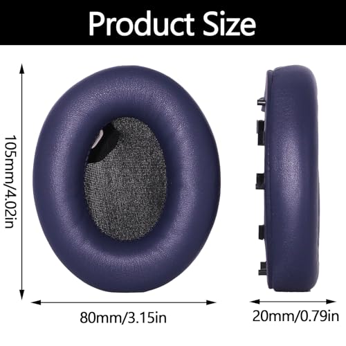 Repuesto de Almohadillas para Auriculares Compatible con Sony WH-1000XM4, Cuero Proteico con Espuma de Memoria, Aislamiento de Ruido, Instalación Fácil en Color Azul miniatura 4