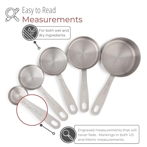 Image of INKULTURE Heavy Duty Stainless Steel Metal Measuring Spoons for Dry or Liquid, Fits in Spice Jar, Set of 5