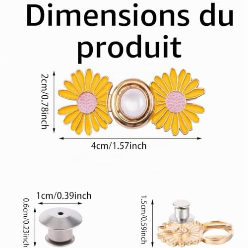 HoAhaMay 8 Pièces Serre-Taille Pas De Couture Nécessaire Bouton de Taille Réglable Amovible Bouton de Taille du Pantalon Daisy Convient pour Rétrécir la Taille des Pantalons et Jeans – vue 2