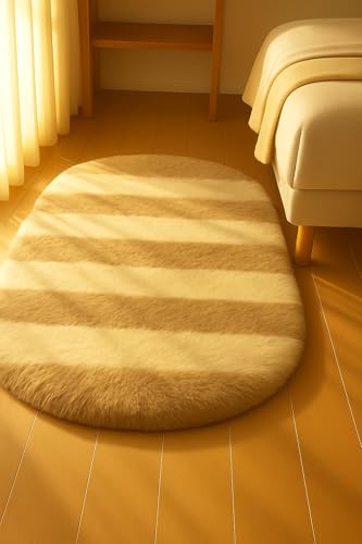 Image of Fluffy Silky Micro Fiber Polyster Carpet /Runner for Bedroom, Study Room, Playing Room, Guest Room ETC. 4x6 feet Feet, (Beige and Ivory new Line)