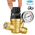 Drphiru RV Water Pressure Regulator Adjustable Lead-Free Brass Water Reducer Valve,Pressure Regulator with 0-140 PSI Gauge & Filters for RV Camper Travel Trailer