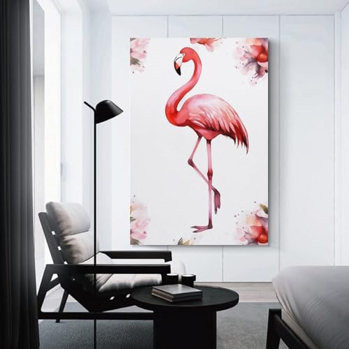 Toile murale flamant rose grand format 60x90 poster suspendre - 3