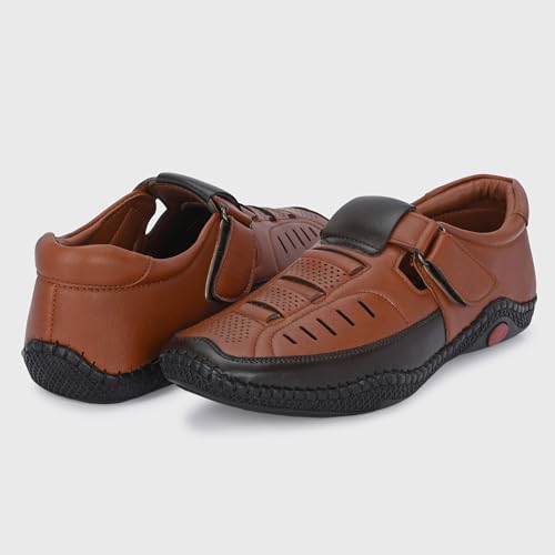 Image of Centrino Men's Fisherman Sandals | Cushioned Insole & Hook & Loop Straps | Trendy Sporty Design with Premium Upper | Closed-Toe Sandals for Travel & Walking (6618)
