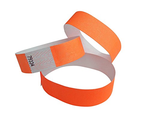 ID-ACC. Tyvek Lot de 100 bracelets d'entrée 19 couleurs au choix, 504-100 neonorange, - Orange fluo.