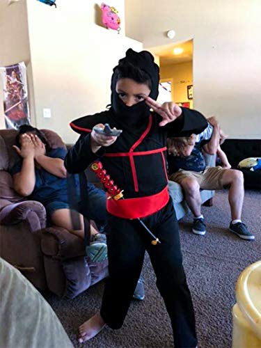 Joy Bang Ninja Child Costume Kids Halloween Costume Boys Ninja Clothes with Weapon Black - Thumbnail 4