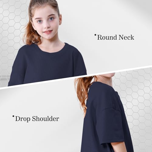Image of DREAM BUS Girls T-Shirts and Shorts Set 2 Pieces Teen Girls Summer Matching Outfit Solid Trendy Clothes for Little Girl