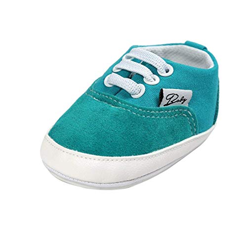 KSMA Baby Boys Girls Canvas Toddler Sneaker Anti-Slip First Walkers Candy Shoes, 02/Turquoise Blue, 12-18 Months Infant