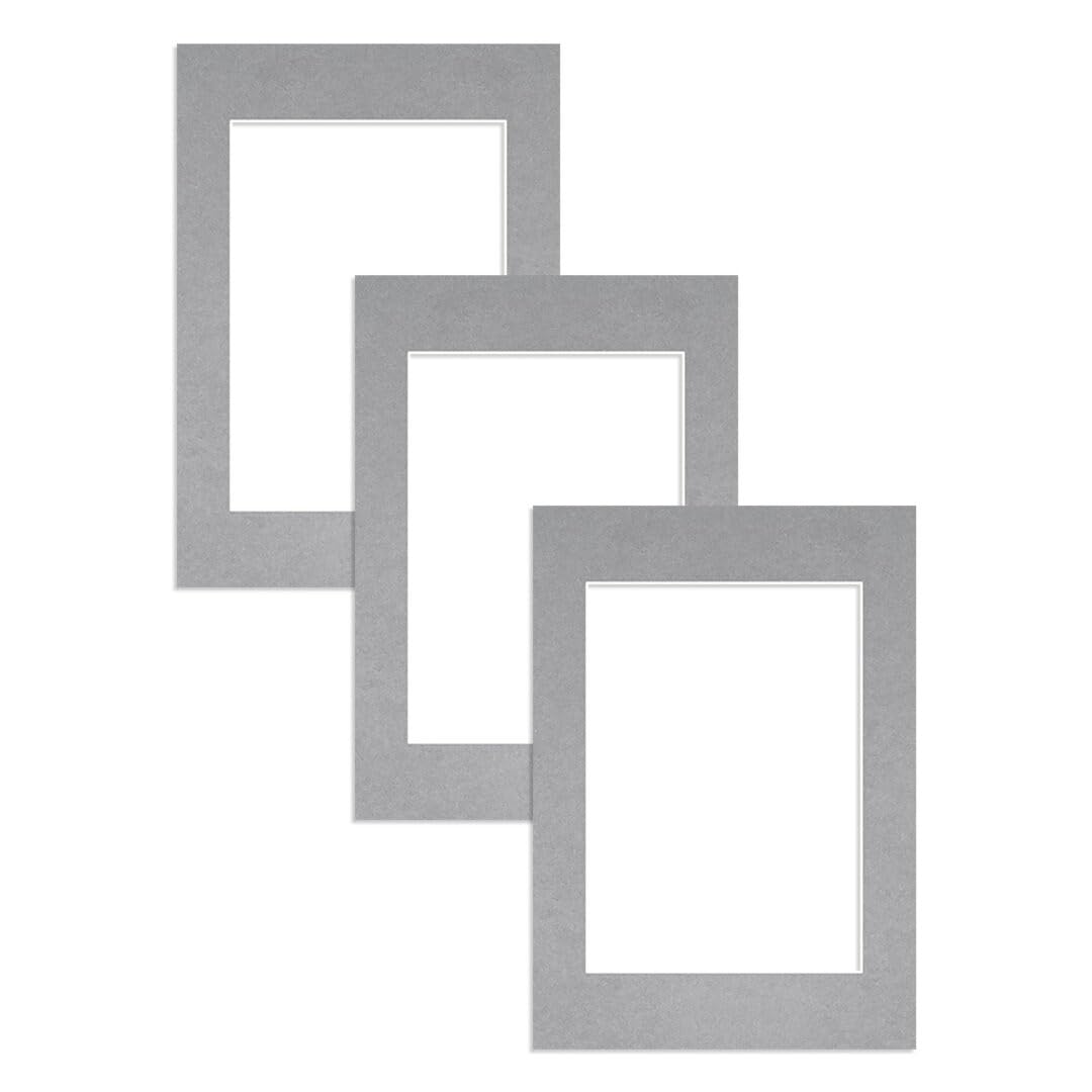 Alison Kingsgate A5 Silver Picture Mount for Frames - A6 Aperture - Pack 3 — image 1