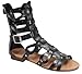 Atta 01K Little Girls Strappy Gladiator Comfort Flat Sandals Black