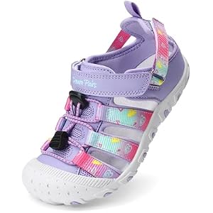 DREAM PAIRS Boys Girls Athletic Sport Sandals | Outdoor Summer Hiking Beach Water Pool Casual Comfortable Closed Toe Rainbow Multicolor Durable Non-Slip 5 Toddler Purple