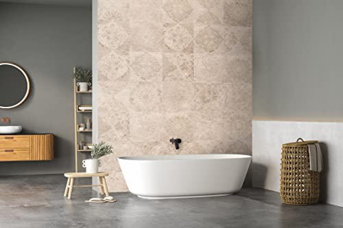 BARIDECOR XL HIDRÁULICO - Revestimiento de paredes 100% resistente al agua y de fácil montaje, 9 losetas, con cinta adhesiva ya incorporada, para baño, salón, dormitorio, despacho.