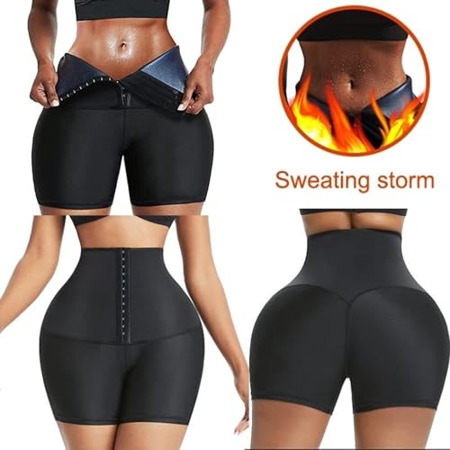 Image of GVV Sauna Sweat Shorts Pants for Women Compression Shapewear Body Shaper Tummy Control Thigh Slimming High Waist Workout Gym Exercise Yoga Thermo Trainer