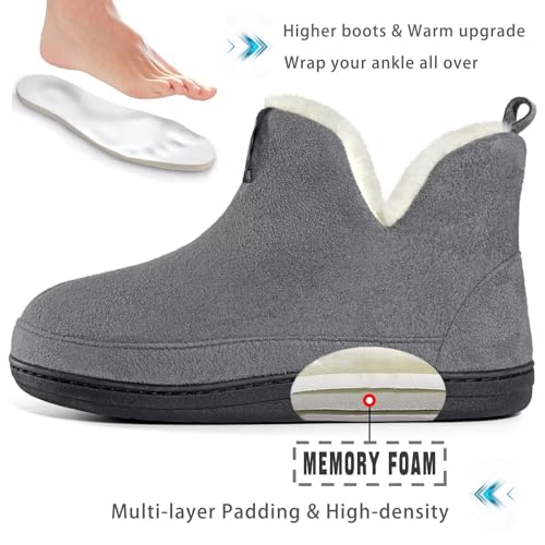 Men Women Slipper Boots Warm Fur Lined Memory Foam Winter House Bootie Slippers3