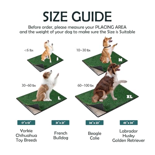 MEEXPAWS Große Hundetoilette aus Kunstrasen mit Tablett (85×59 cm) – Hundeklo für Wohnung & Balkon – 2 Robuste Gras-Ersatzsets & 2 Pisspads – Schnelle Drainage – Töpfchentraining für Zuhause & Drinnen