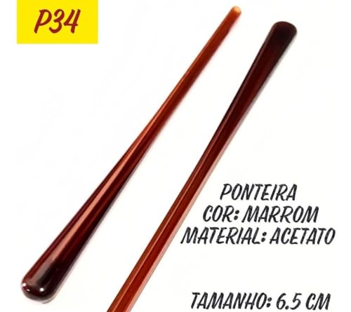 02 P Ponteira Ponta Silicone Haste Perna Reposição Óculos - Acetato Marrom P 34