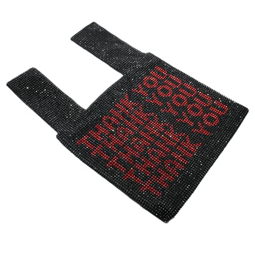 Image of Women Rhinestone Evening Bag Shiny Printed Thankyou Handbag Trendy Shoulder Tote Glitter Soft Satchel for Prom